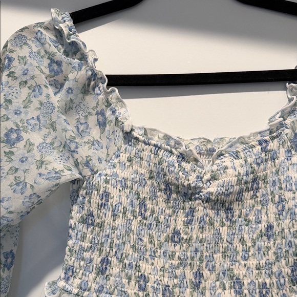 Ultra Flirt Light Blue Floral Tiered Mini Dress - Picture 2 of 6